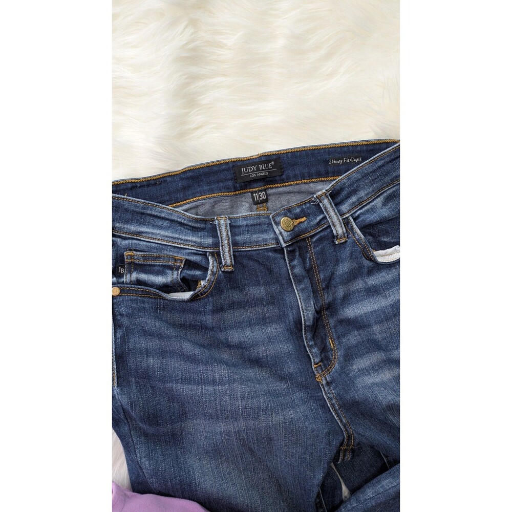 Judy Blue Jeans Womens 11/30 Blue Skinny Fit Capri Stretch Denim Casual - Picture 3 of 9